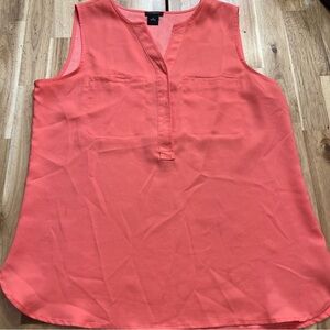 Ann Taylor Sleeveless Popover Blouse Coral Pink Size M
